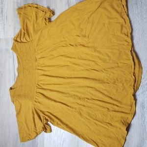 Women's medium top mustard yellow gold swing babydoll fall modal soft